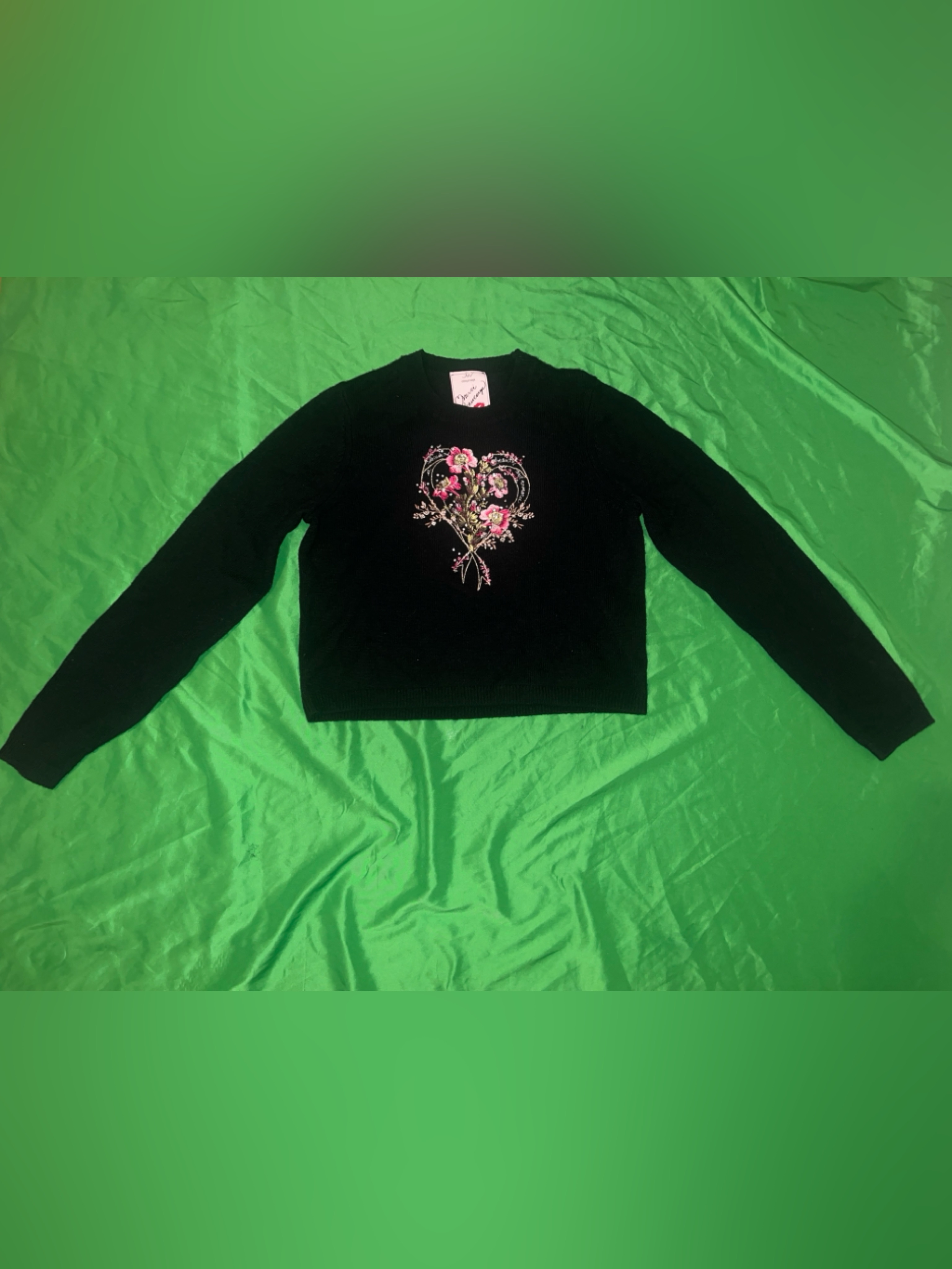 Cinq A Sept Limited Edition Floral Embroidered Crewneck Sweater See Measurement